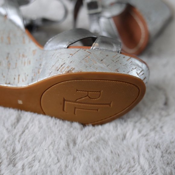 Lauren Ralph Lauren Silver Wedges New - Picture 3 of 8